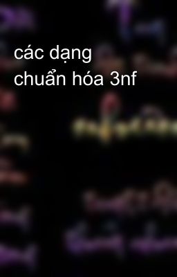 các dạng chuẩn hóa 3nf