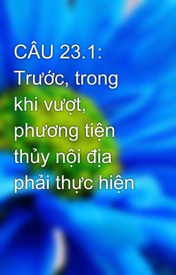 CÂU 23.1: Trước, trong khi vượt, phương tiện thủy nội địa phải thực hiện