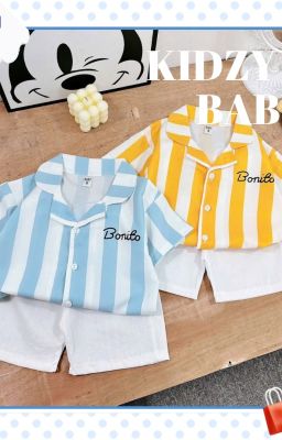 Đồ bộ bé trai mùa hè - Áo in hình xe buýt vui nhộn, quần sọc cá tính
