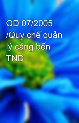 QĐ 07/2005 /Quy chế quản lý cảng bến TNĐ