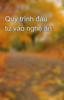 Quy trình đàu tư vào nghệ an